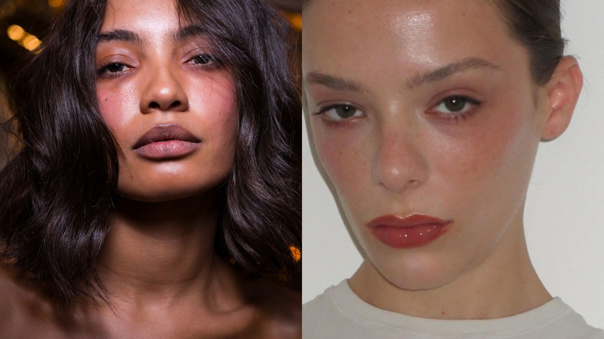 An image of a model backstage at Di Petsa and an image of Ella Snyder for Rhode by Loftjet.