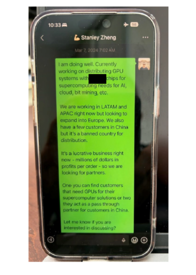text messages between the smuggling co-conspirators