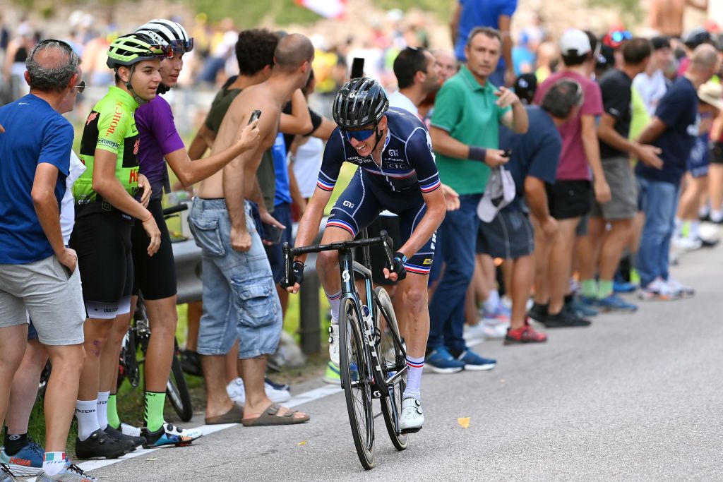 TRENTO ITALY SEPTEMBER 12 Romain Bardet of France competes in the chase group during the 27th UEC Road Cycling European Championships 2021 Elite Mens Road Race a 1792km race from TrentoPiazza Duomo to TrentoPiazza Duomo UECcycling on September 12 2021 in Trento Italy Photo by Justin SetterfieldGetty Images