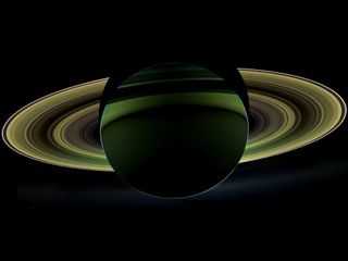 Backlit Saturn and Its Rings