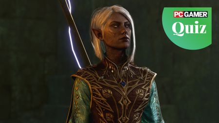 A player Tav, the main character in Baldur's Gate 3. She's a Half-Drow with purple-toned skin and short white hair. 