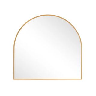 An arched mirror with a gold border