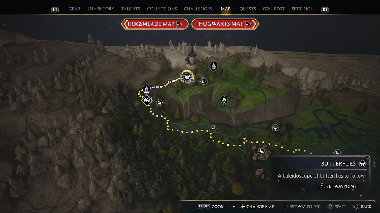 hogwarts legacy map showing butterflies