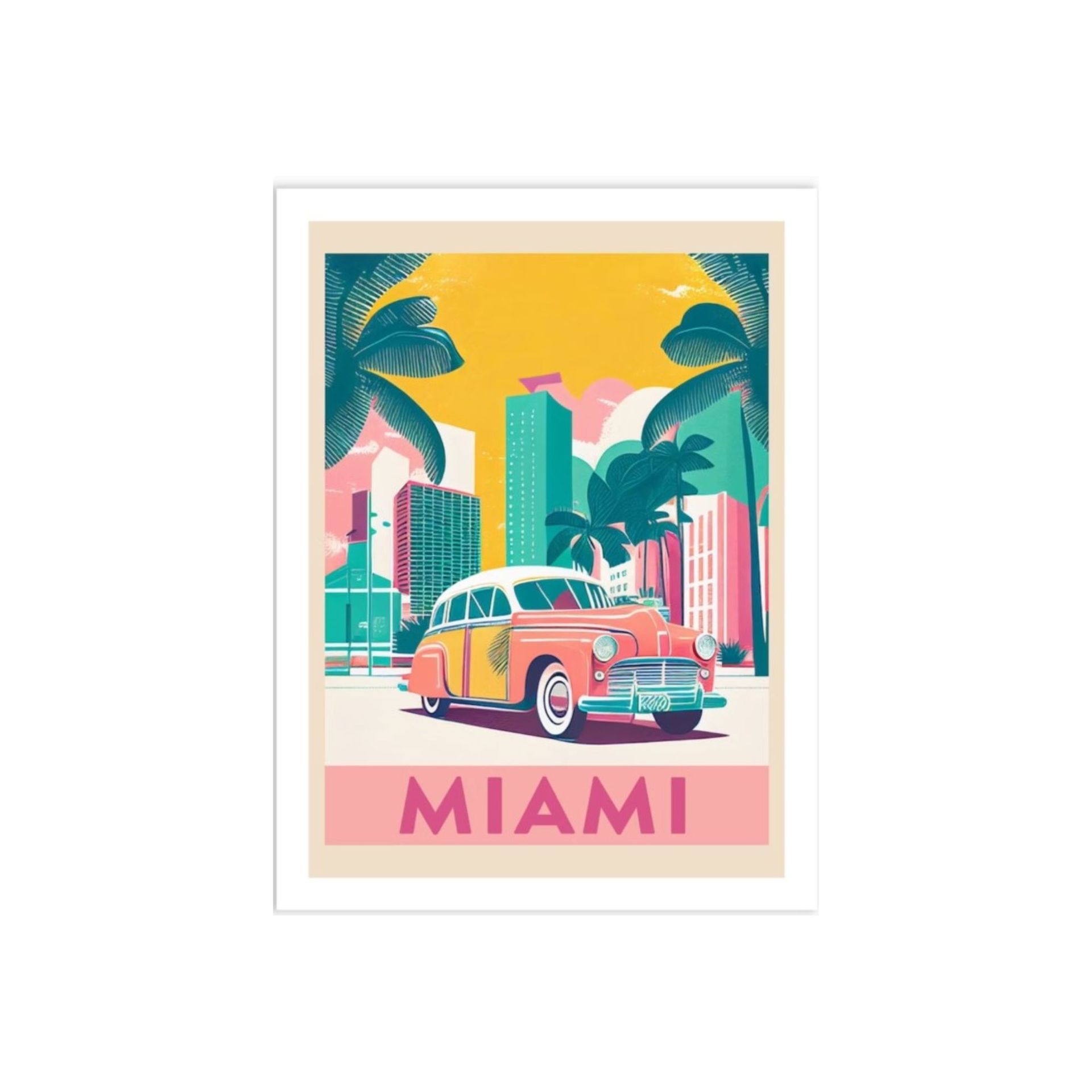 Sebuah karya seni mural dari ilustrasi mobil Miami
