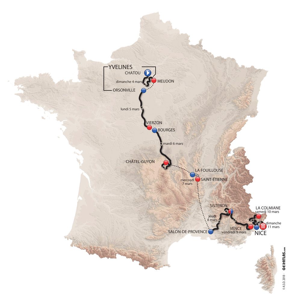 The route map of the 2018 Paris-Nice