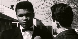 Archival footage of Muhammad Ali giving an interview in Blood Brothers: Malcolm X and Muhammad Ali