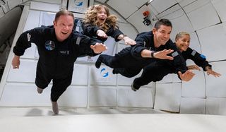 Civilian astronauts preparing for space launch