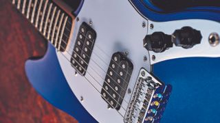 Closeup of the Squier Bullet Mustang HH