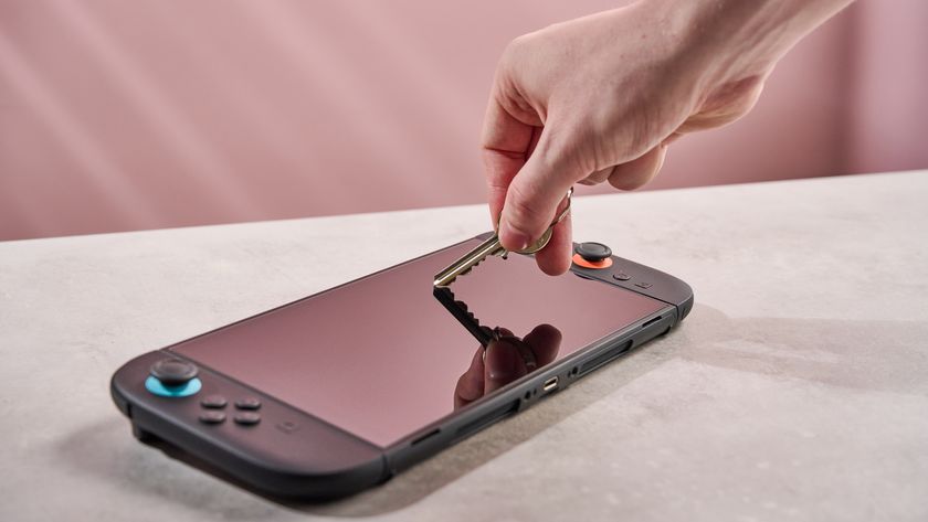 Pushing key against the DBrand Prism 2.0 for Nintendo Switch 2