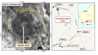 A gravity of the new found crater shows an inconsistent map (left)