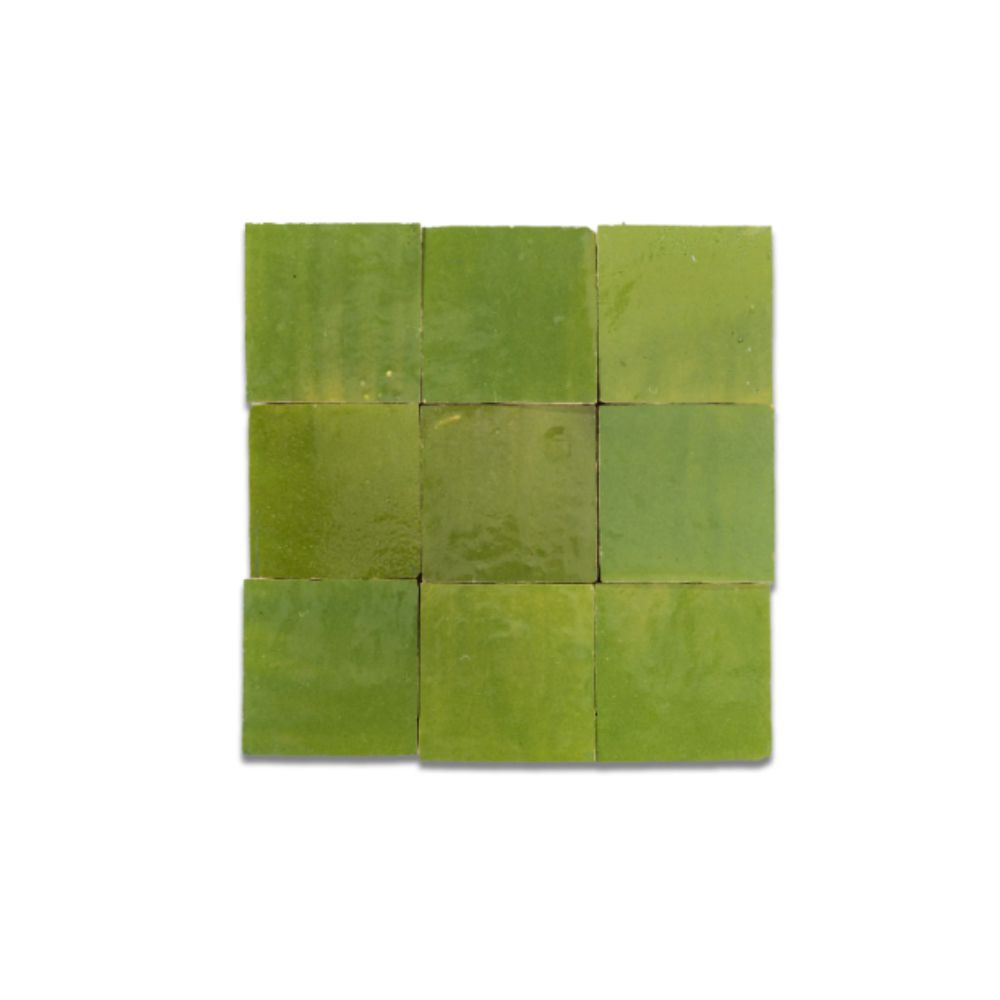 9 square lime green zellige tiles
