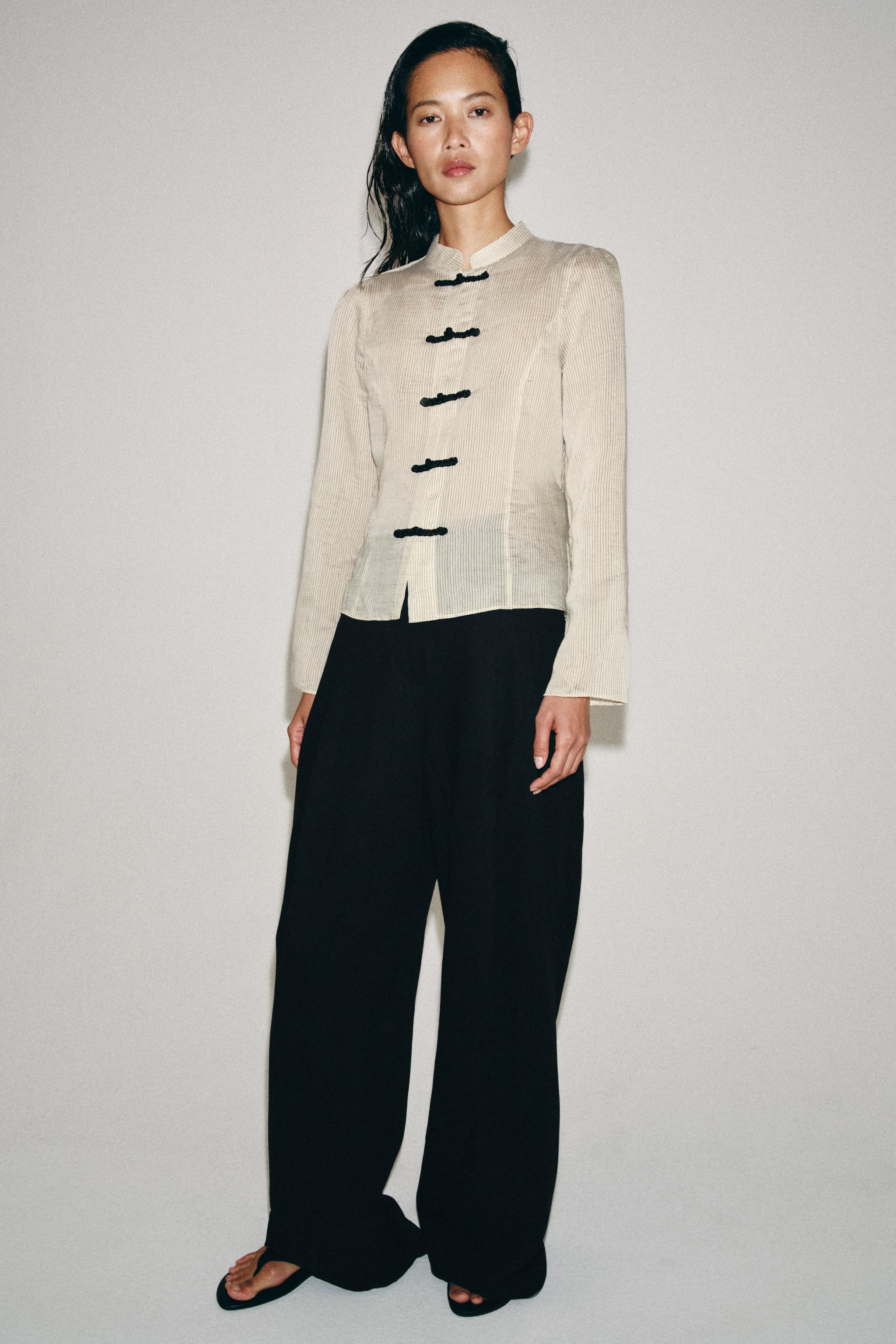 Zw Collection High-Waist Linen Blend Trousers