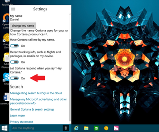 Enabling Hey Cortana in Windows 10
