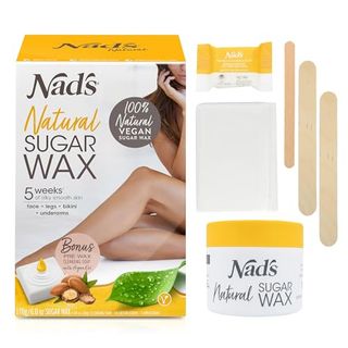 Nad's Wax Hair Removal for Women - Body+face Wax - All Skin Types - at Home Waxing Kit With 6 Oz Sugar Wax, Cleansing Soap, Wooden Spatula, Re-Usable Cotton Strips