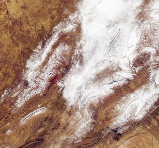 The Copernicus Sentinel-2 satellite photographed a rare snowfall in northwest Algeria at the Sahara Desert's edge on Jan. 7, 2018.