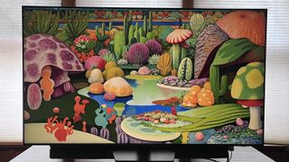 Samsung QN90F showing colorful artwork