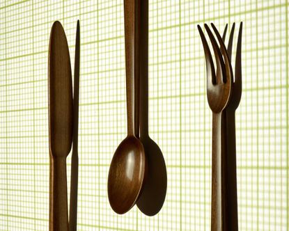 Puiforcat wooden cutlery by Jasper Morrison: a knife, a spoon, a fork