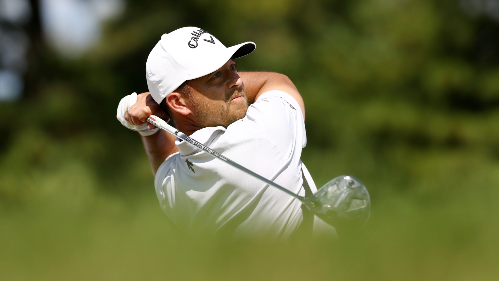 Xander Schauffele hits a driver off the tee