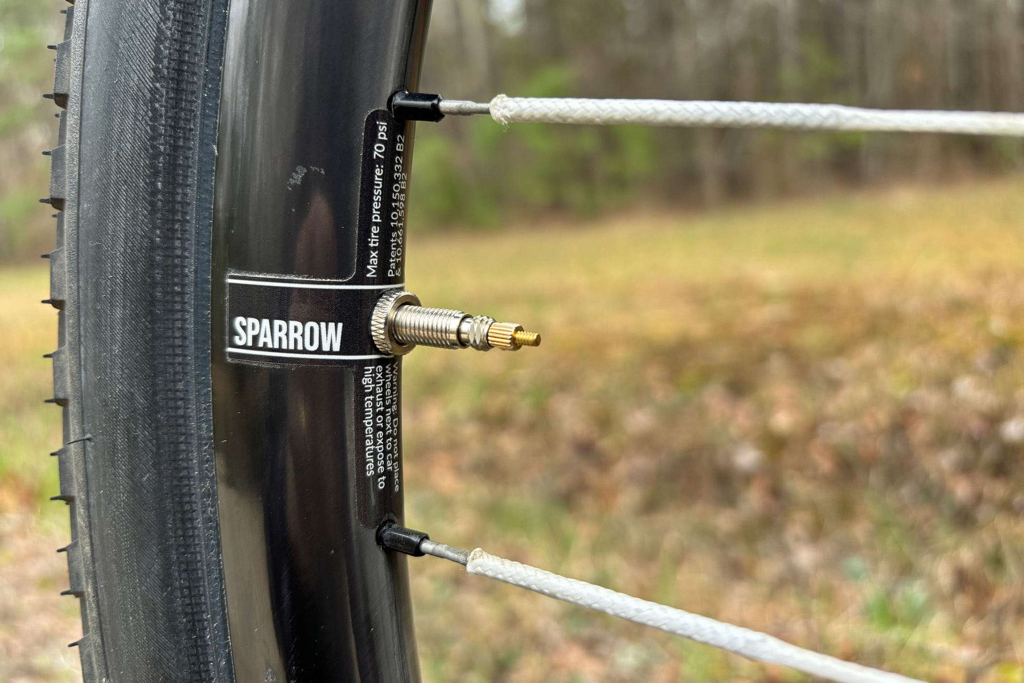Berd Sparrow Carbon Gravel Wheelset uses string spokes!