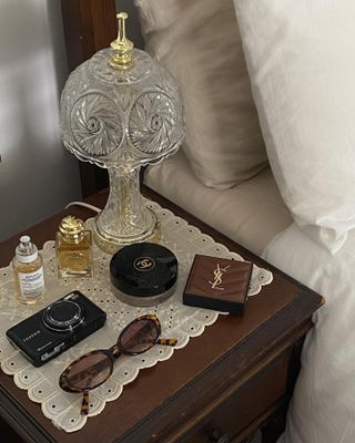 @michellerosedrumm burberry perfume on nightstand