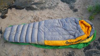 Sea to Summit Spark SP2 sleeping bag setup on a beach