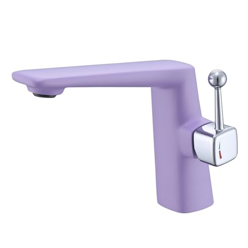 Fqyep Bathroom Sink Taps Single Lever Modern Bathroom Basin Mixer Tap Brass for Cloakroom&amp;amp;washroom,purple