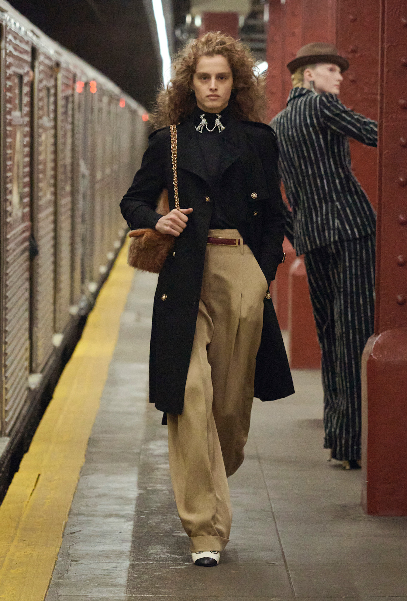 models walk the subway runway for the chanel metiers d'art 2026 show in new york city