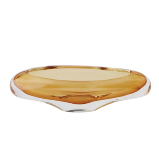 A clear and yellow shallow pond bowl