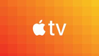 Apple TV logo on a orange yellow background