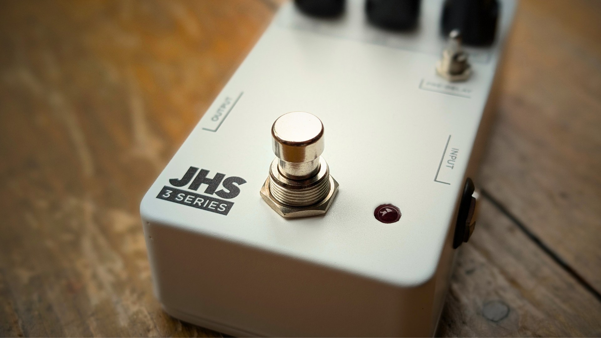 Close up of the footswitch on the JHS 3 Series Reverb pedal