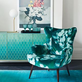 velvet floral armchair