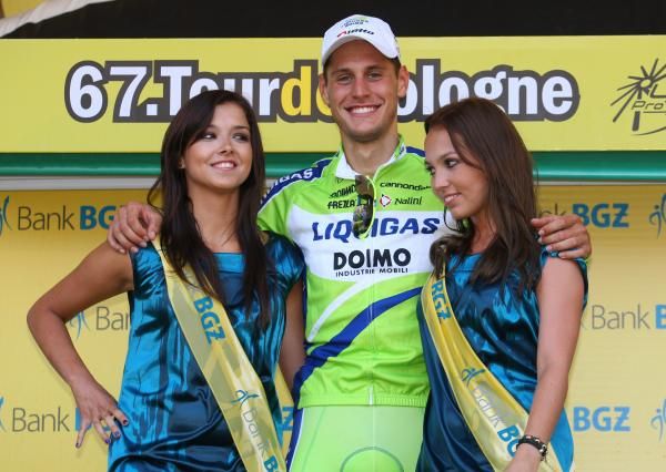 Jacopo Guarnieri (Liquigas-Doimo) enjoys his time on the podium.