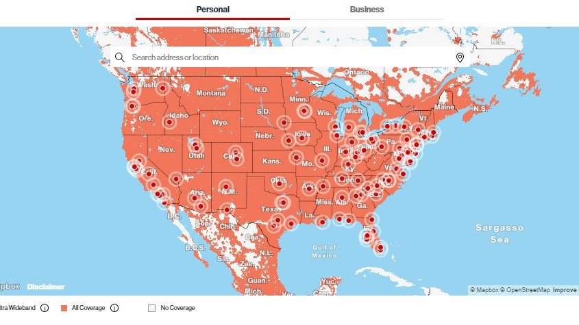 Verizon coverage map