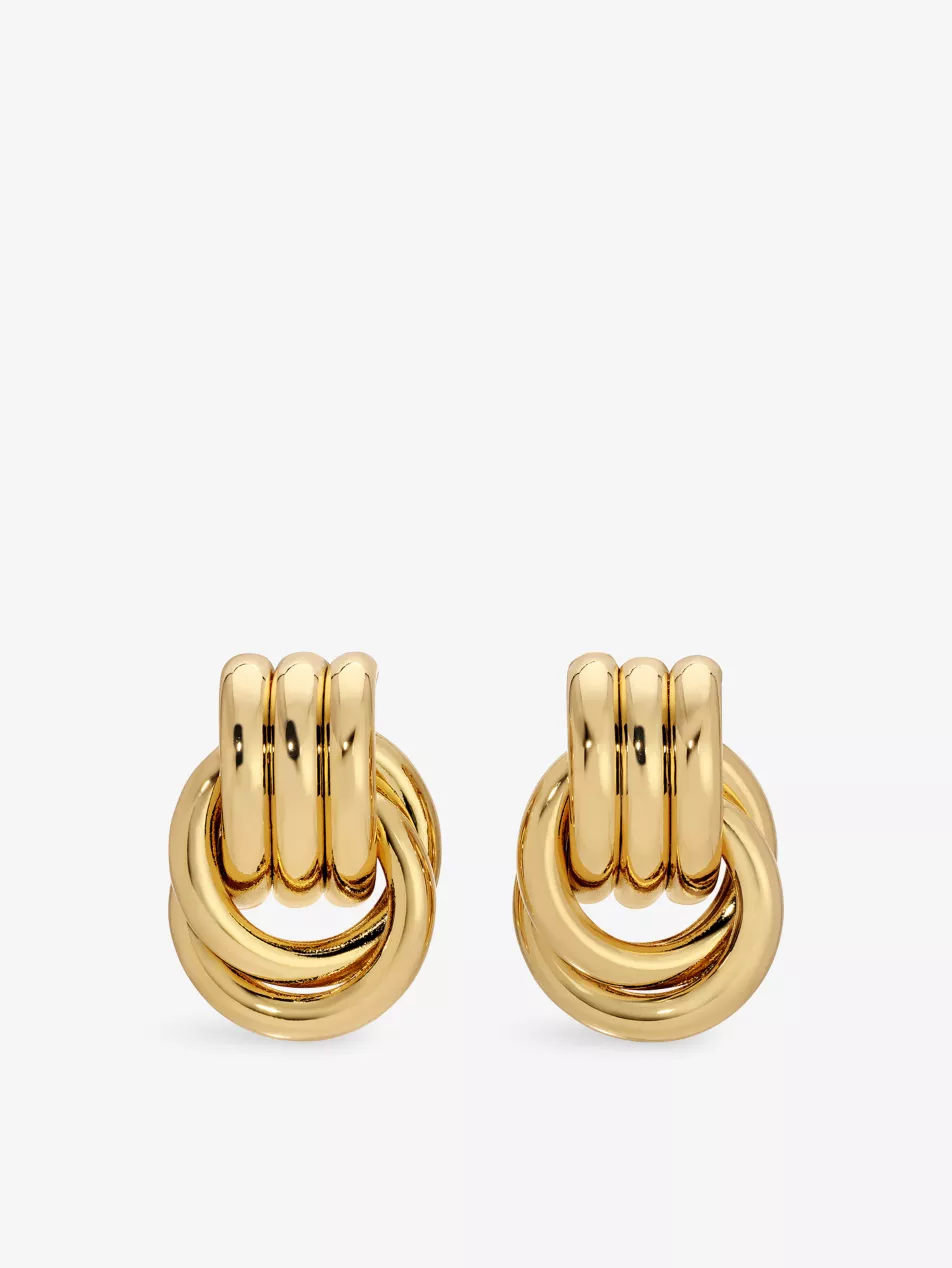 Mini Knot Yellow Gold-Plated Metal Earrings