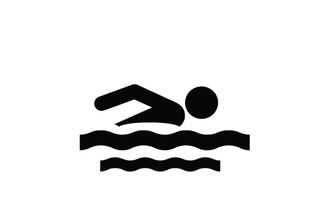Simplistic 2D illustration of a person swimming
