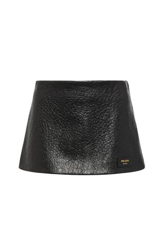 Prada Low-Rise Leather Miniskirt