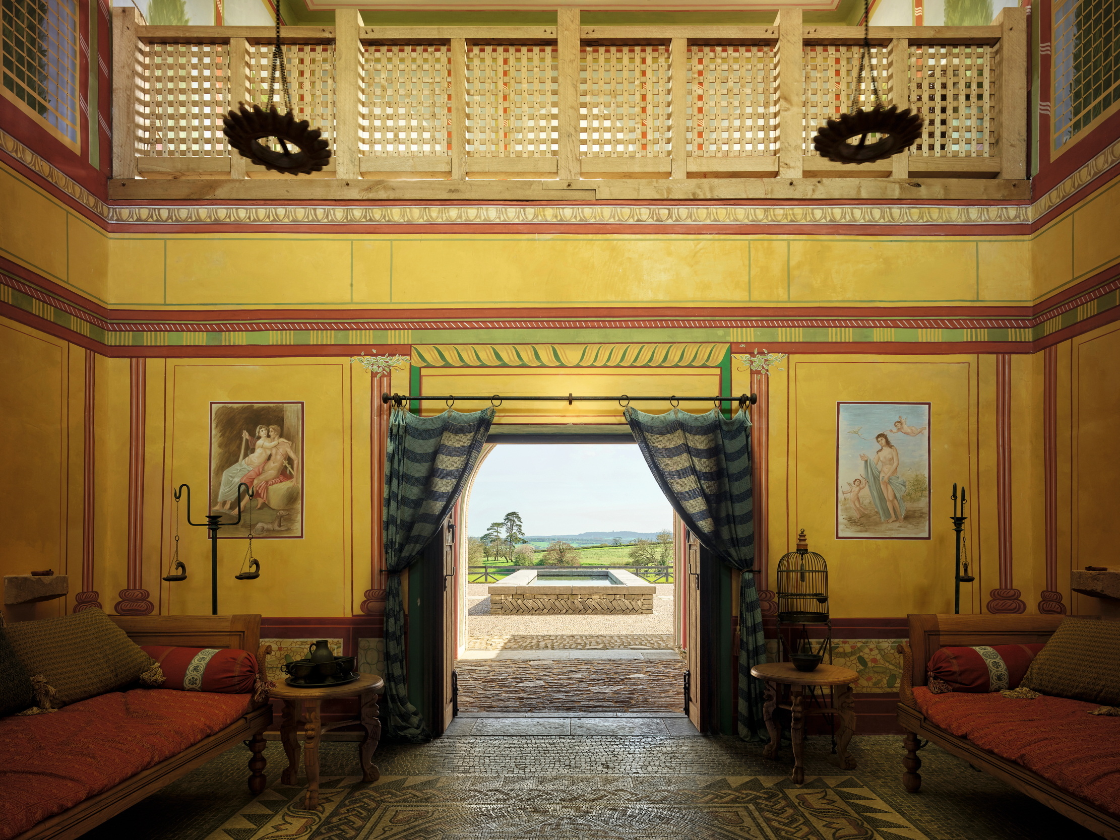 Interior shot of the rebuilt Roman villa at the Newt, Somerset