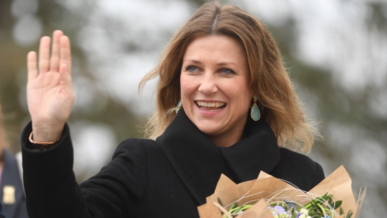 Princess Martha Louise of Norway, Norwegian Princess Martha Louise visits Kurland School on March 7, 2018 in Sarpsborg, Norway.