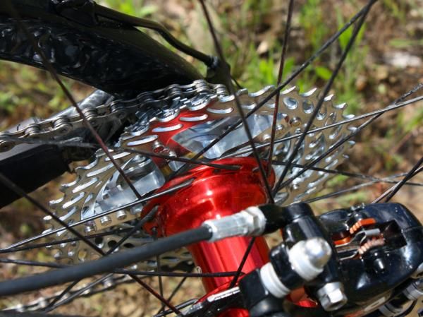 Our PG-1070 cassette has its biggest four cogs mounted on an alloy spider.