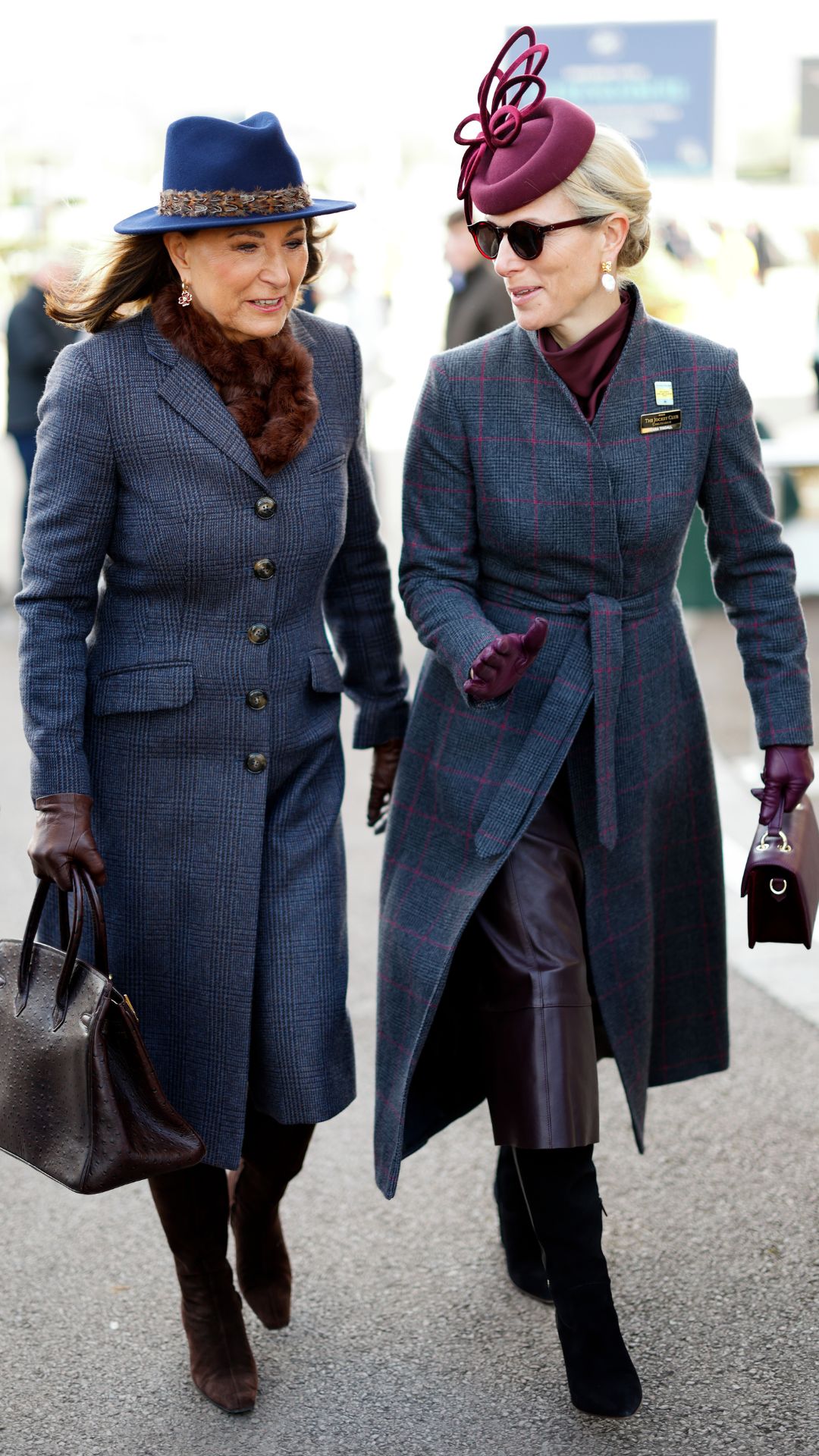 Carole Middleton and Zara Tindall attend day 2 'Ladies Day' of the Cheltenham Festival at Cheltenham Racecourse on March 11, 2026