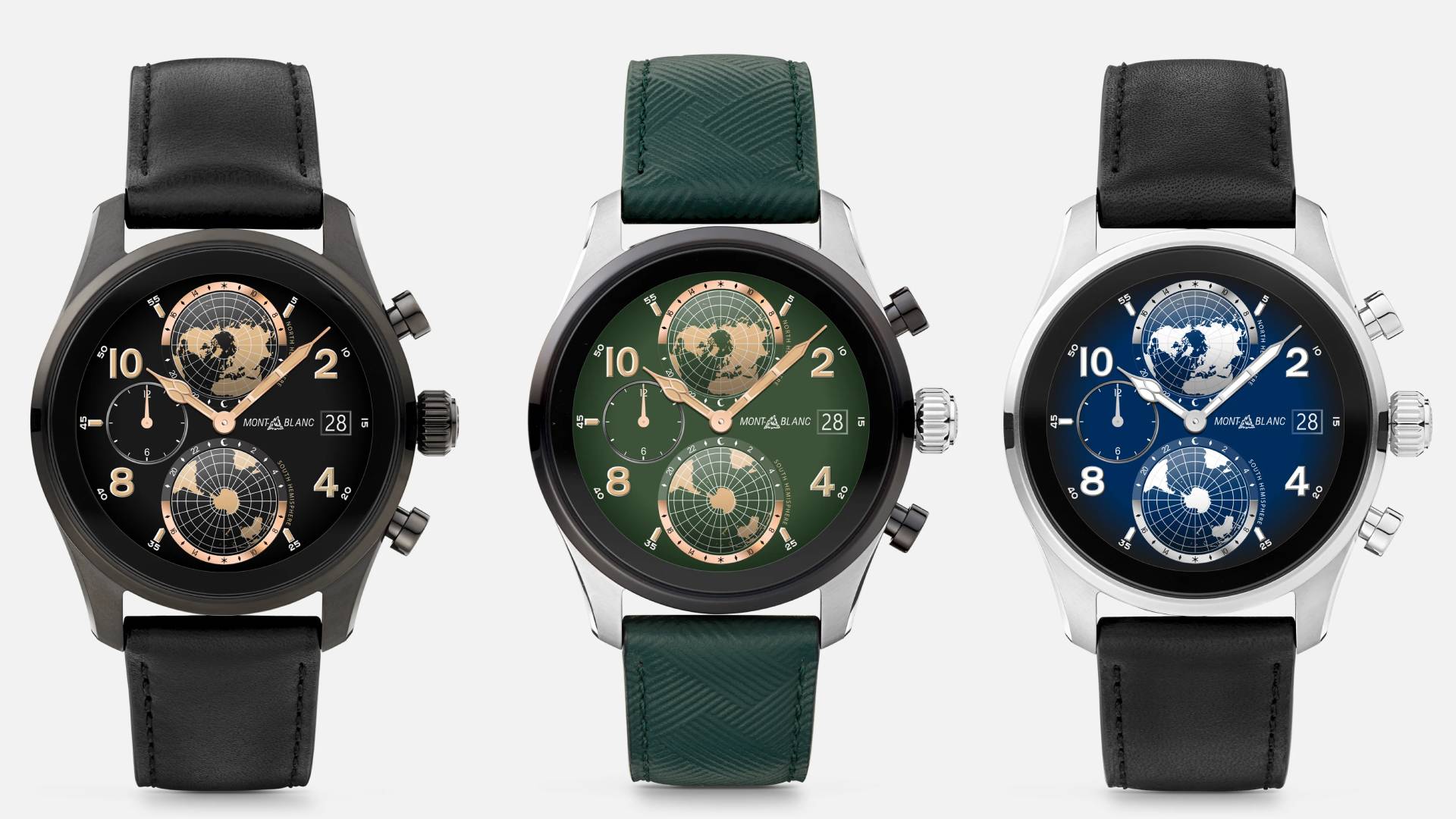 The Montblanc Summit 3 smartwatch in three finishes - official press images
