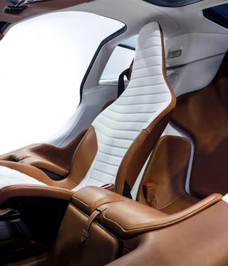 A brown leather seat in a sports car