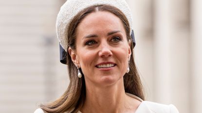 Catherine, Duchess of Cambridge attends the Service of Commemoration and Thanksgiving at Westminster Abbey, commemorating Anzac Day on April 25, 2022 in London, England.