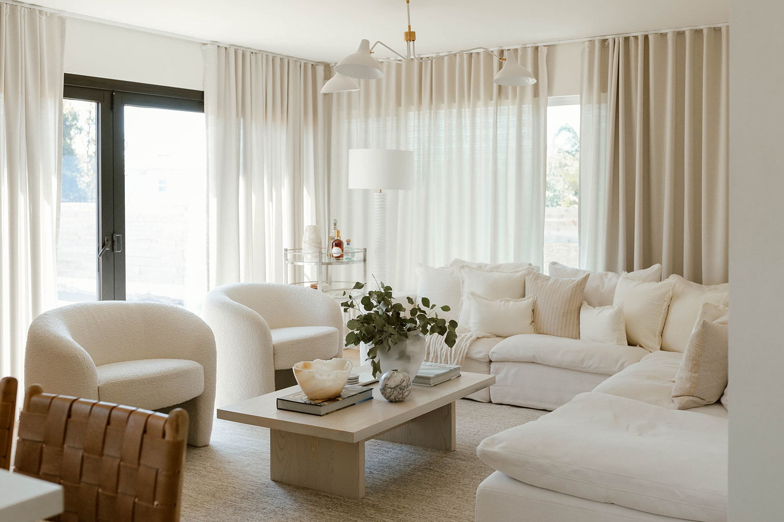 white and cream living room