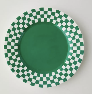teal checker patterned plate