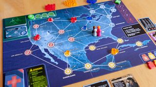 Pandemic Hot Zone North America board set up ready to start playing