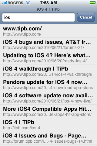 iOS 4 safari awesome bar