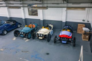 Colourful cars at Morgan Motor Company factory
