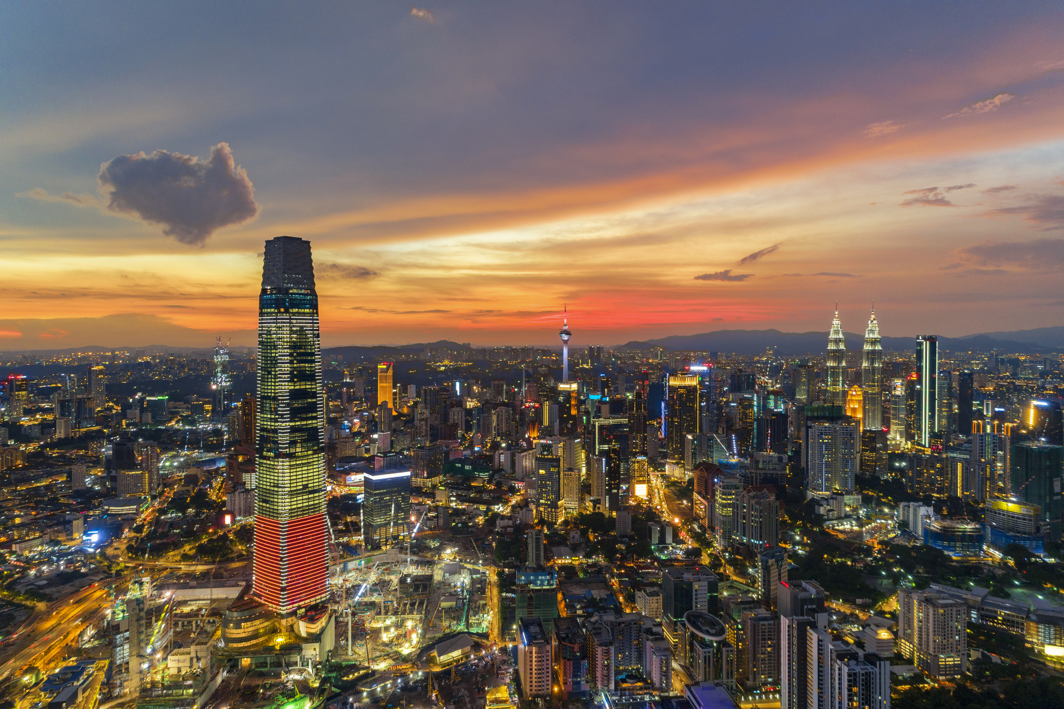 Panorama view of Kuala Lumpur city center, Malaysia