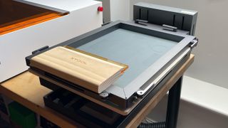 xTool Screen Printer review; a large craft machine on a table